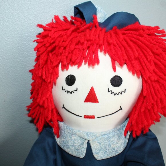 Vintage 25 in Hand Made Raggedy Ann And Andy Dolls Embroidered Faces Well Made - Picture 3 of 16